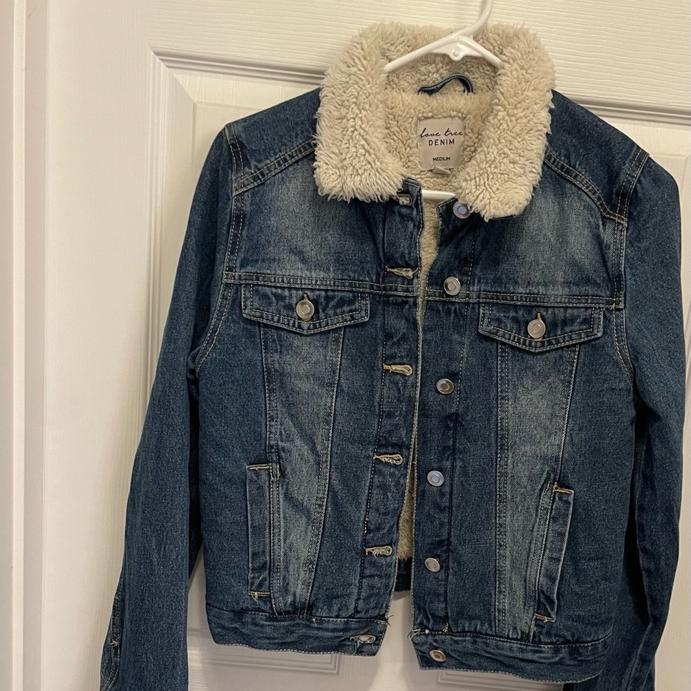 Sherpa Love Tree  Denim jacket size med in used condition.